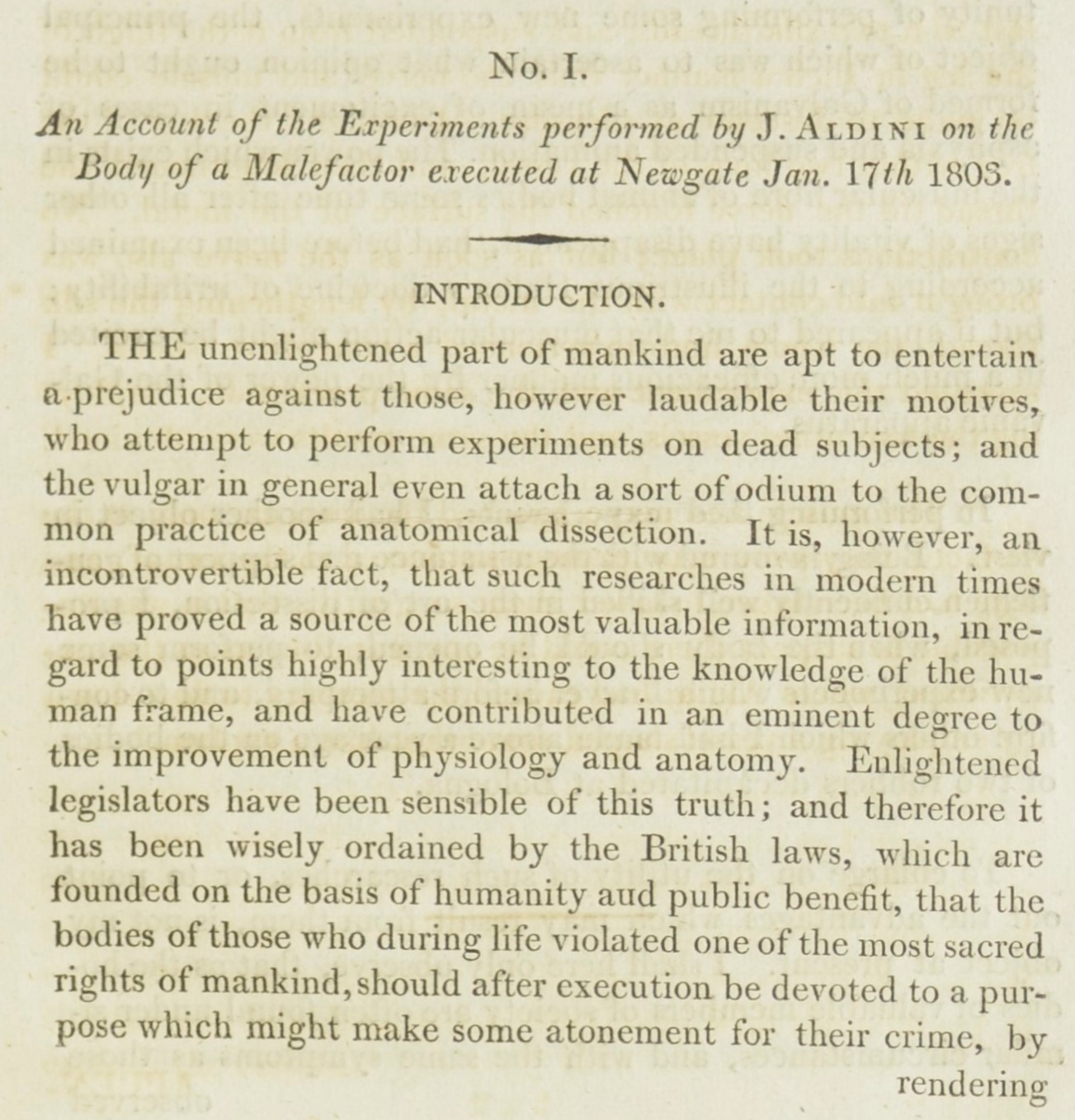 Dr Frankenstein: English Aldini first page