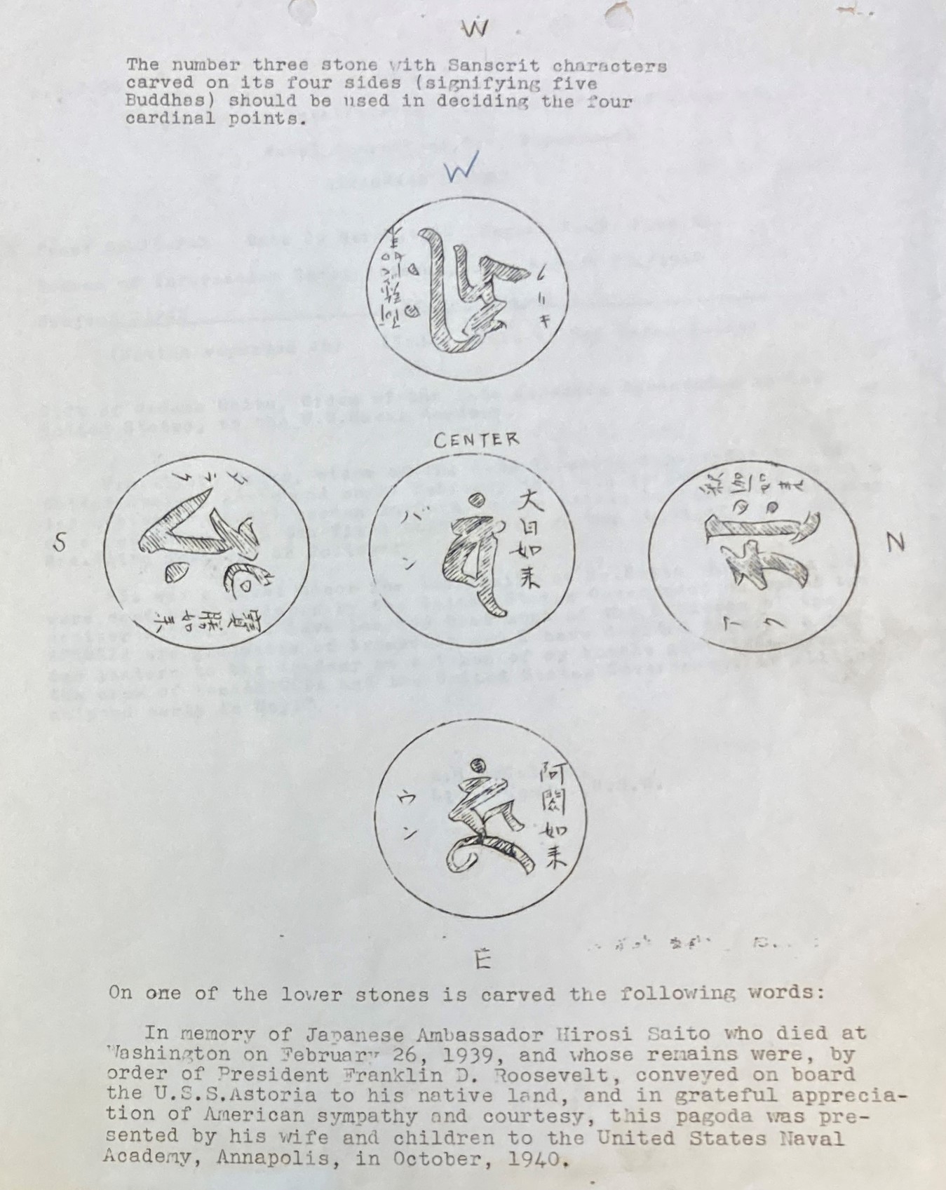Japanese Pagoda Monument: Sanskrit letter