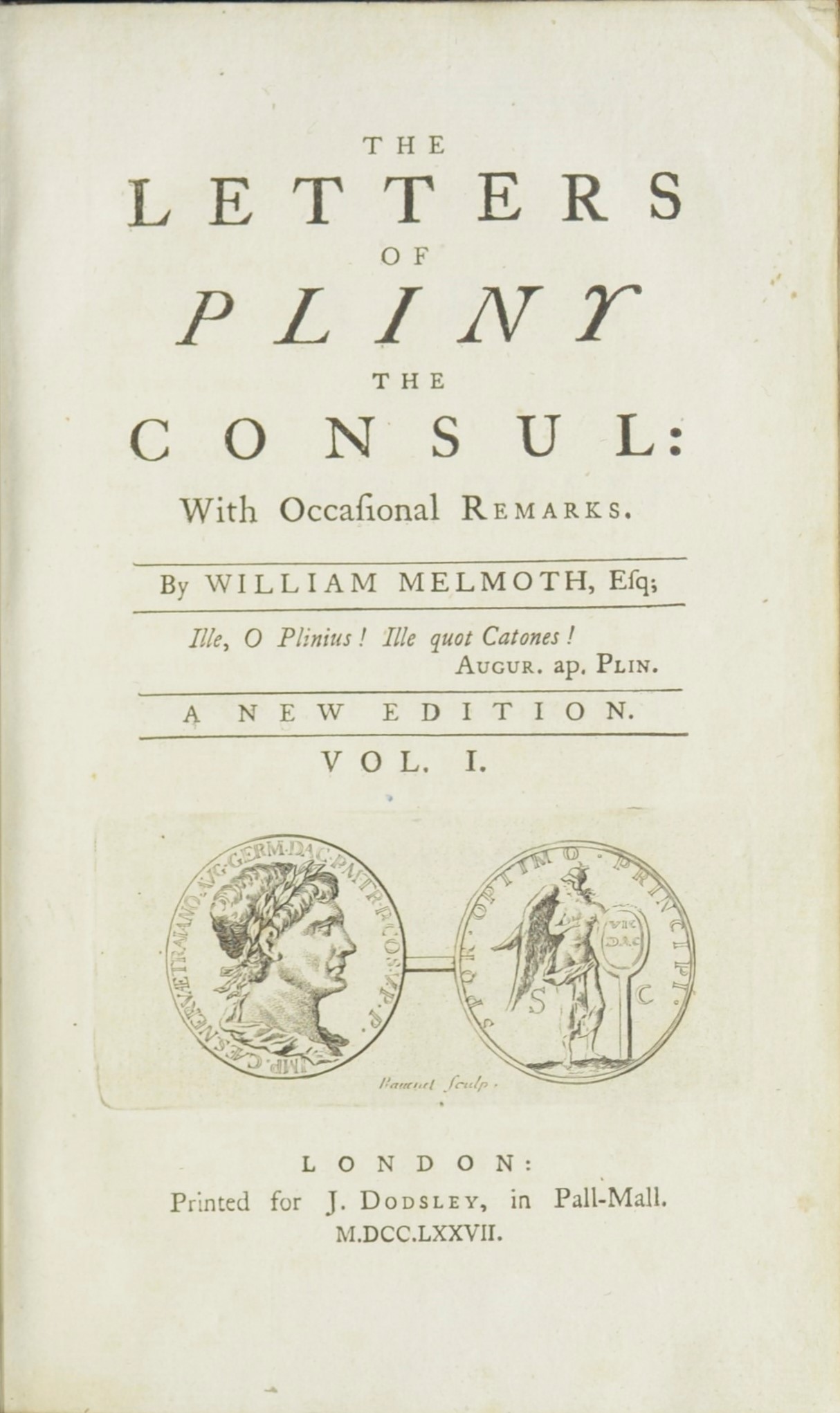 Pliny the Younger's letter to his friend Tacitus, the Roman historian, describing the eruption of Mount Vesuvius. This 1777 two-volume edition of Pliny's letters is from the Harry F. Guggenheim Collection.
