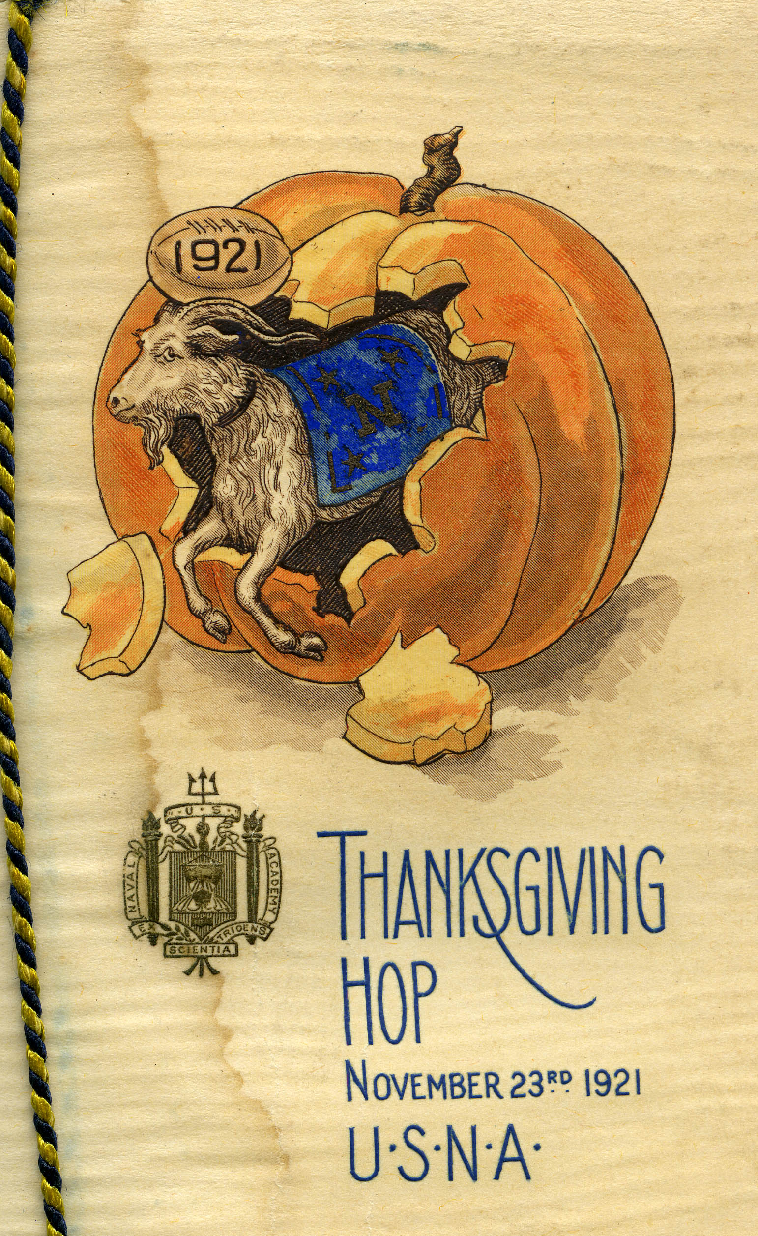 Thanksgiving: Dance Card Thanksgiving hop 1921