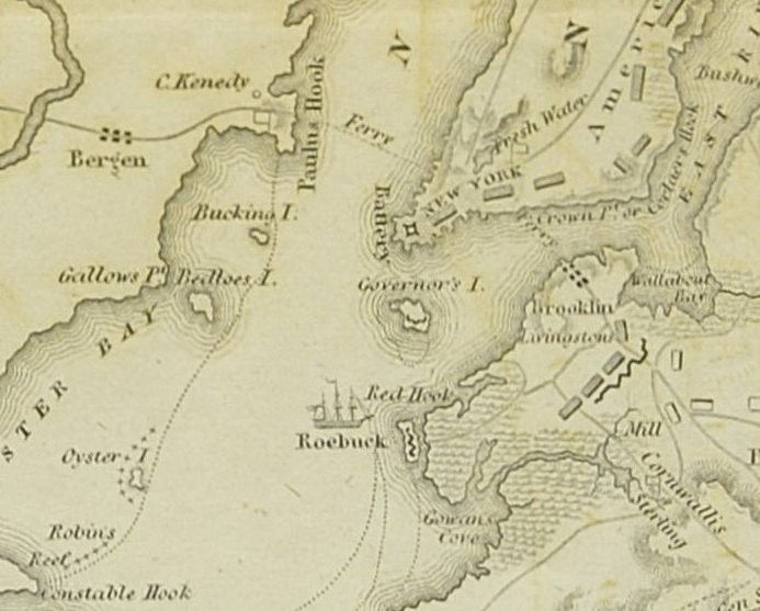 Map of New York and Long Island during the American Revolution.