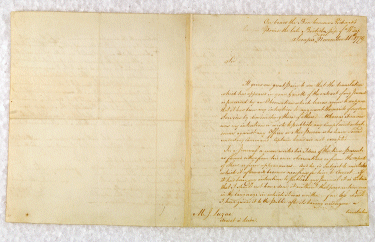 Page one of the letter to M. J. Luzac from John Paul Jones