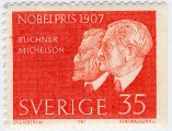 Stamp of 1907 Nobel Laureates Buchner and Michelson, commemoratively produced in 1967. 