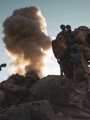 Marine infantry officer with rifle