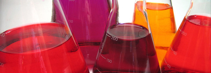 Beakers of Colored Chemicals