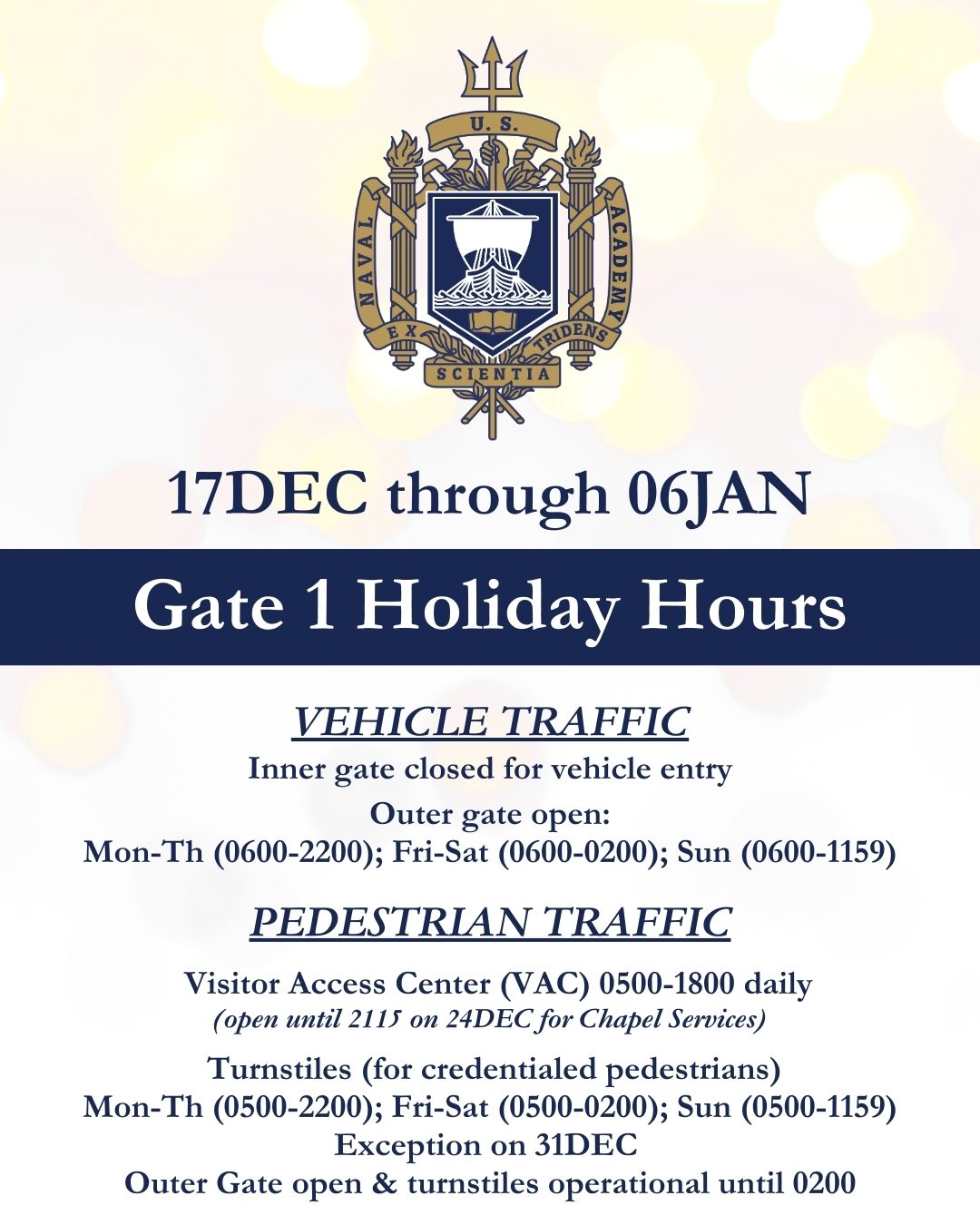 gate hours general holiday